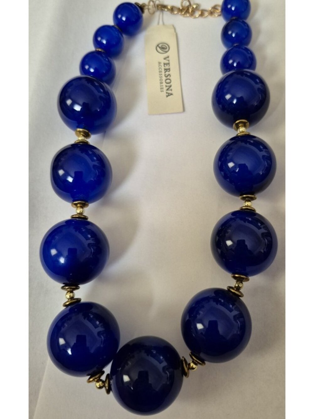 NWT VERSONA Chunky Jawbreaker Bubblegum Blue Beaded Necklace 22"